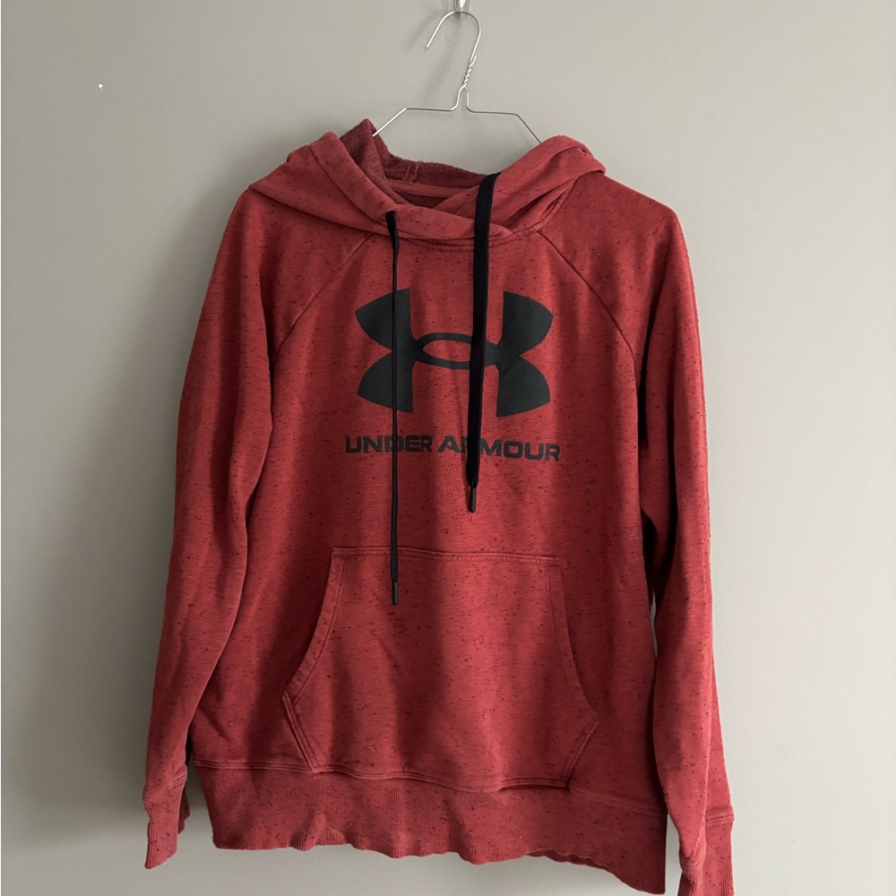 Under Armour Maroon Fleck Hoodie with Black Logo
